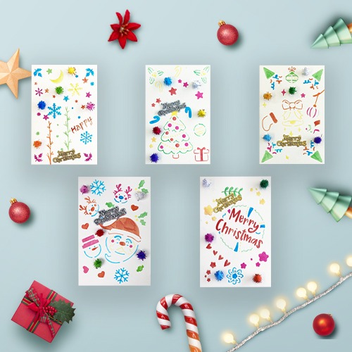 스텐실 크리스마스 카드 만들기 (1인용, 10종 택1)
